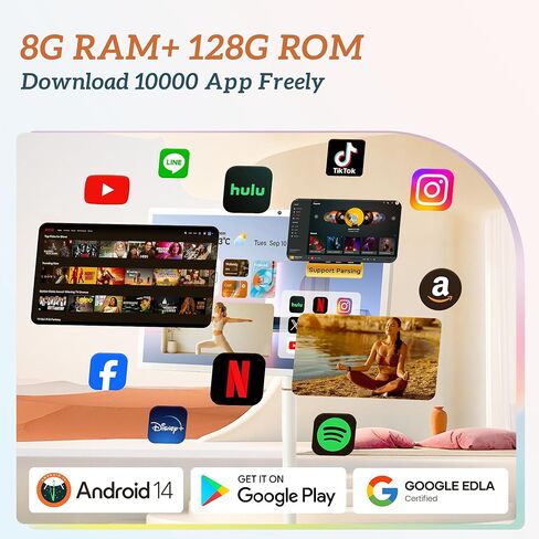 تلفزيون Bisprico الذكي المحمول مقاس 32 بوصة على عجلات، وحدة معالجة مركزية Qualcomm، معتمدة من EDLA، بطارية مدمجة بقدرة 20000 مللي أمبير في الساعة، 16 + 128 جيجابايت، تلفزيون لوحي متدحرج بنظام التشغيل Android 14 OS، دوران كامل، جهاز تحكم عن بعد، كاميرا ويب in Kuwait