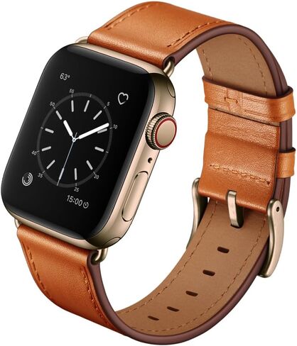 OUHENG Leather Bands Compatible with Apple Watch Band 49mm/46mm/45mm/44mm/42mm, Genuine Leather Strap Compatible with iWatch Ultra 3/2/1 & Series 11/10/9/8/7/6/5/4/3/2/1 & SE3 SE2 SE, Black/Black in Saudi Arabia
