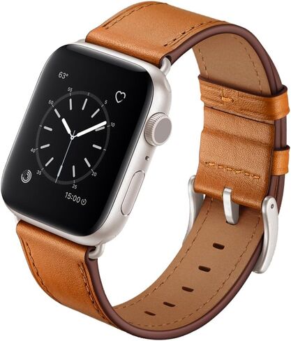 OUHENG Leather Bands Compatible with Apple Watch Band 49mm/46mm/45mm/44mm/42mm, Genuine Leather Strap Compatible with iWatch Ultra 3/2/1 & Series 11/10/9/8/7/6/5/4/3/2/1 & SE3 SE2 SE, Black/Black in Saudi Arabia