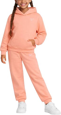 Reebok Girls' Jogger Set - 2 Piece Hoodie Sweatshirt and Sweatpants Sweatsuit (Size: 4-12) in Kuwait
