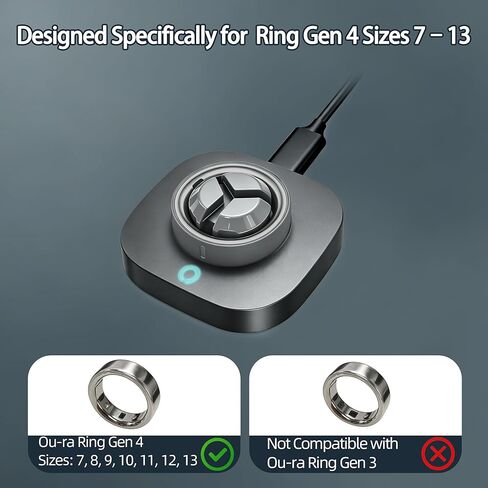 شاحن متوافق مع Oura Ring Gen 4: قاعدة شحن سريعة للحجم 7/8/9/10/11/12/13 مع كابل USB-C (غير متوافق مع Ring Gen 3) in Kuwait