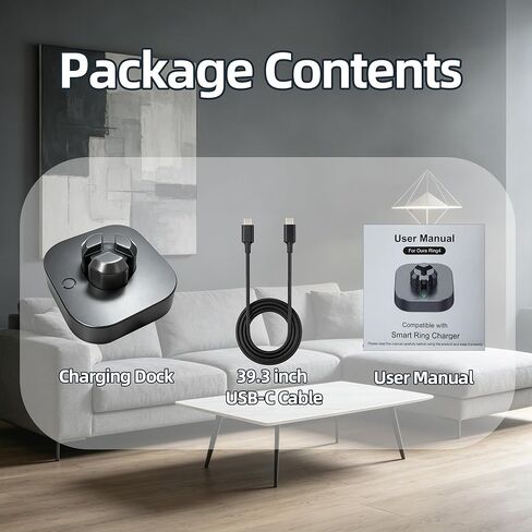 شاحن متوافق مع Oura Ring Gen 4: قاعدة شحن سريعة للحجم 7/8/9/10/11/12/13 مع كابل USB-C (غير متوافق مع Ring Gen 3) in Kuwait
