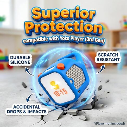 Silicone Protective Case Compatible with Yoto Player (3rd Gen.), Blue Anti Slip Skin Cover Compatible with Yoto Adventure Jacket, Bumps and Wear, Silicone Cover with Easy to Carry Handle in Saudi Arabia