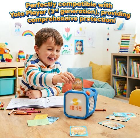 Silicone Protective Case Compatible with Yoto Player (3rd Gen.), Blue Anti Slip Skin Cover Compatible with Yoto Adventure Jacket, Bumps and Wear, Silicone Cover with Easy to Carry Handle in Saudi Arabia