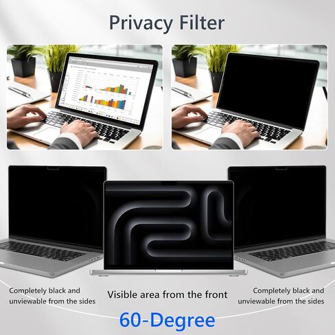 Magnetic Privacy Screen for MacBook Pro 16 Inch (2026-2021, M5/M4/M3/M2/M1 Pro/Max), Removable Laptop Privacy Screen Protector, Matte Anti Glare Blue Light Filter, Easy on/off in Saudi Arabia