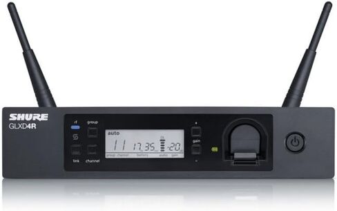 جهاز استقبال Shure GLXD4R الرقمي اللاسلكي أحادي القناة مع إدارة التردد التلقائي LINKFREQ، وشاحن منفذ البطارية، للاستخدام مع أنظمة GLX-D اللاسلكية (يُباع جهاز الإرسال بشكل منفصل) in Kuwait