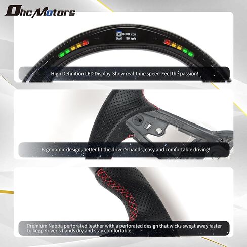 Real Carbon Fiber Steering Wheel for Audi R8 2016-2022 D-shaped Flat-bottom Nappa Perforated Leather Steering Wheel for Audi TT 15-19 TTS 16-19 TT RS 2017 in Saudi Arabia