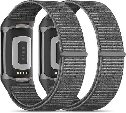 عبوتان من أحزمة الساعات المصنوعة من النايلون المتوافقة مع Fitbit Charge 5/Fitbit Charge 6 للنساء والرجال، وأساور معصم بديلة للتمارين الرياضية من الفيلكرو لشحن 6/5 لتتبع اللياقة البدنية (5.9 بوصة - 7.8 بوصة) in Kuwait