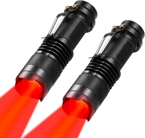 2 Pack Red Light Flashlight Single Mode Red LED Flashlight One Mode Zoomable Night Light Torch for Night Observation and Astronomy Aviation in Saudi Arabia