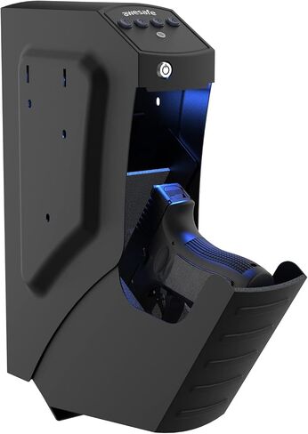 awesafe Mounted Gun Safe, Biometric Gun Safe for Pistol, 3 Ways Quick Access Handgun Safe with Fingerprint Digital PIN Key, Auto Open Lid Smart Pistol Safe for Nightstand Bedside Cloakroom Desk in Saudi Arabia