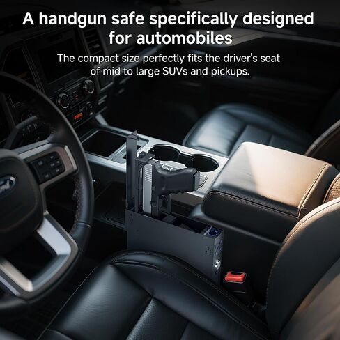 Vehicle Gun Safe for Handgun with Fingerprint, Keypad, Key, Biometric Car Gun Safe for Pickup, SUV, Truck, Large Sedan and Hatchback, Quick Access Auto Pop-Up Pistol Safe for Nightstand Beside in Saudi Arabia