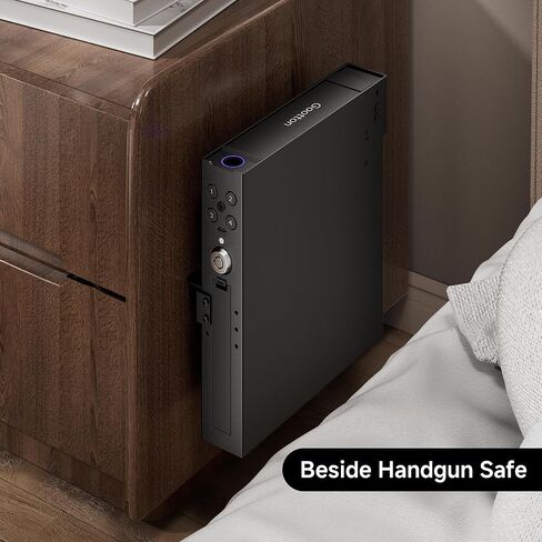 Vehicle Gun Safe for Handgun with Fingerprint, Keypad, Key, Biometric Car Gun Safe for Pickup, SUV, Truck, Large Sedan and Hatchback, Quick Access Auto Pop-Up Pistol Safe for Nightstand Beside in Saudi Arabia