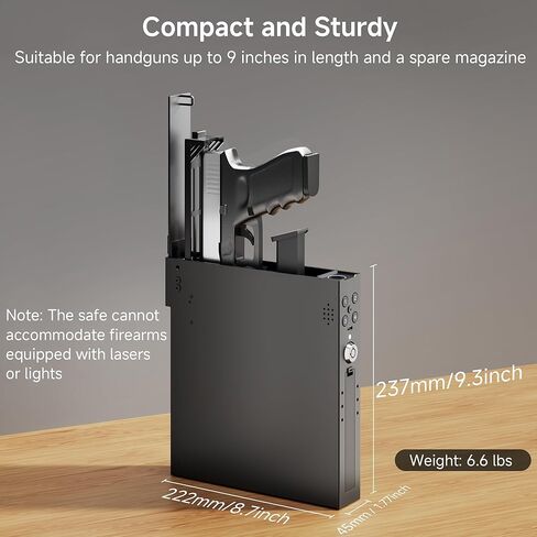 Vehicle Gun Safe for Handgun with Fingerprint, Keypad, Key, Biometric Car Gun Safe for Pickup, SUV, Truck, Large Sedan and Hatchback, Quick Access Auto Pop-Up Pistol Safe for Nightstand Beside in Saudi Arabia