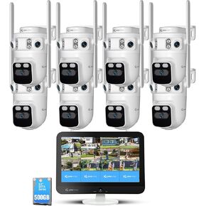 yeewise Triple Lens 8 Camera Wireless Security System with Monitor, 3-in-1 Auto Tracking, 360° Coverage, WiFi 6, 16CH NVR, 24/7 Surveillance, No Monthly Fee in Kuwait