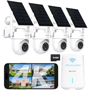 نظام كاميرا أمان منزلي بالطاقة الشمسية، مجموعة كاميرات مراقبة UCOCARE 4K/8MP لاسلكية خارجية مع محطة، تغطية واي فاي 300 متر، بدون اشتراك، تخزين محلي 64 جيجابايت، تتبع 360 درجة، واي فاي 2.4 و5 جيجا هرتز، مجموعة 4 كاميرات in Kuwait