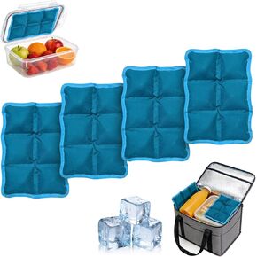 QuartzGlow 4pcs Reusable Ice Packs for Lunch Boxes & Coolers, (6"x4"x0.7") Slim Freezer Packs for Lunch Bags, Small Non-Toxic Cooler for Picnic & Camping in Saudi Arabia