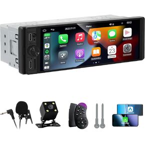 DINRGO Single Din Car Radio - Car Stereo with Wireless Apple Carplay Android Auto, 6.9" Touchscreen Radio with Bluetooth 5.2 Support Mirror Link, RC，GPS, FM, USB & Type-C Fast Charging, EQ, SWC，MIC in Kuwait