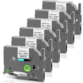شريط بديل لصانع الملصقات Brother P Touch Label Tape 12 مم 0.47 أبيض مصفح TZe-231 TZe231 TZe TZ عبوات صانع الملصقات لأخيه PT-D220 D210 H110 D410 D610BT، 12 مم × 8 متر، 6 عبوات in Kuwait