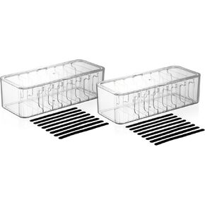 Cord Organizer Box 2 Pack – Clear Cable Organizer with Adjustable Dividers, Fits Up to 10ft Cables, Cord Storage Organizer for Chargers & Tech Accessories – Includes 16 Velcro Ties in Saudi Arabia