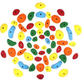 Atomik Climbing Holds Set of 60 Bolt-On Steep Wall Footholds, Crimpers, Jugs, Pinches, Slopers in Assorted Bright Tones in Kuwait
