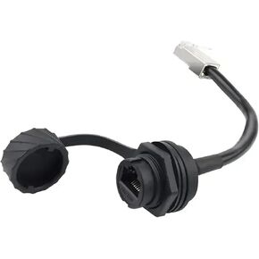 M20 Industrial Waterproof CATE5/6 Ethernet Network RJ45 Female Socket Connector for Computer Panel Mount Signal Adapter(0.1m Cable,Metal nut) in Kuwait