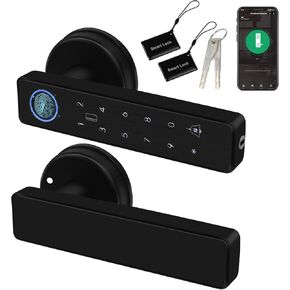 Smart Door Lock 5-in-1 Door Handle Electronic Keypad Supports Password APP IC Card Fingerprint Key Biometric Digital Smart Door Lock Suitable for Home Office and Apartment in Saudi Arabia