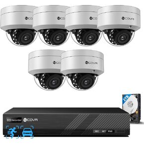 نظام كاميرا أمان 4COVR 4K PoE مع صوت، 8X 8MP IK10 كاميرا IP قبة IP67 مقاومة للتخريب، 8 قنوات 4K NVR 2 تيرابايت HDD، اكتشاف المركبات البشرية بالذكاء الاصطناعي والرؤية الليلية، تسجيل منزلي 24/7، LY54AX8M0808 in Kuwait