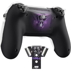 غلاف سفلي بديل لإصدار eXtremeRate Type-C متوافق مع وحدة تحكم ps4 موديلات JDM-040 050 055، غطاء مقبض ناعم الملمس، حافظة خلفية مخصصة لتحسين اللعبة - أسود in Kuwait