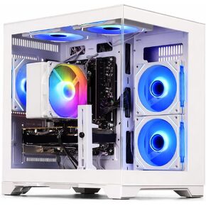كمبيوتر مكتبي للألعاب - Ryzen 5 5500، Radeon RX 6500XT 4GB، 16GB DDR4 RAM، 512GB NVME SSD، برج مُصمم مسبقًا للألعاب 1080P والبث والمدرسة والمكتب المنزلي (أبيض) in Kuwait