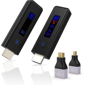 جهاز إرسال واستقبال HDMI لاسلكي جديد 2026، موسع 360FT/110M، فك تشفير 4K 1080P@60هرتز، شاشة LED، 5.8+2.4G بث الفيديو/الصوت من الكمبيوتر/الكمبيوتر المحمول/صندوق التلفزيون إلى الشاشة (أسود) in Kuwait
