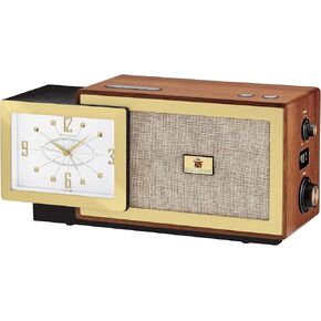 B7800 Precision Tone Modern Clock Radio – Bulova 150th Anniversary Edition, Solid American Walnut Case, Bluetooth Speaker, FM Radio, USB-A & USB-C Charging, Lighted Dial, Alarm with Snooze in Saudi Arabia