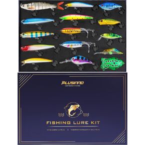 PLUSINNO Fishing Lures - Tackle Box, Bass Fishing Lures for Freshwater and Saltwater, Trout Fishing Gear & Bait, Fishing Gifts for Men,Father in Saudi Arabia
