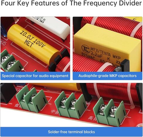 3 Way Crossover for Speaker, 250W 4-8 Ω Treble Alto Bass 3 Way HiFi Home Speakers Audio Frequency Divider, HiFi Speaker Crossover in Saudi Arabia