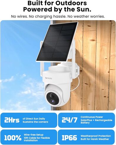 نظام كاميرا أمان منزلي بالطاقة الشمسية، مجموعة كاميرات مراقبة UCOCARE 4K/8MP لاسلكية خارجية مع محطة، تغطية واي فاي 300 متر، بدون اشتراك، تخزين محلي 64 جيجابايت، تتبع 360 درجة، واي فاي 2.4 و5 جيجا هرتز، مجموعة 4 كاميرات in Kuwait