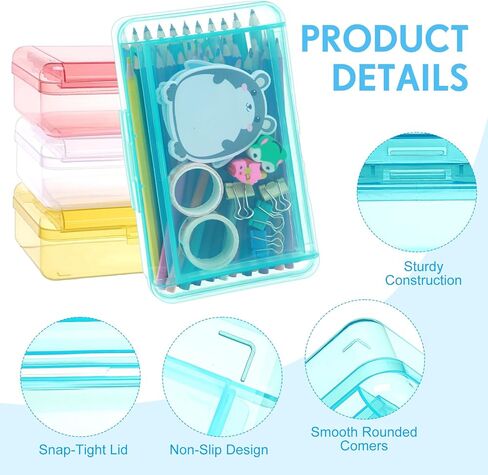 12 Pcs Clear Double Layer Large Capacity Pencil Box, Plastic Hard Pencil Case with Snap Lid, Crayon Storage Stackable Box for School Classroom Home Office Supplies(Transparent) in Saudi Arabia