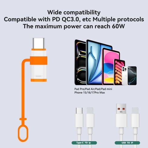 Lightning to USB C Adapter 4 Pack for i-Phone 15/16/17/Fast Charging & Data Transfer,Type C Charger Connector Cable,Lightning Female to USB C Male Adapter,Not for Audio/OTG in Saudi Arabia