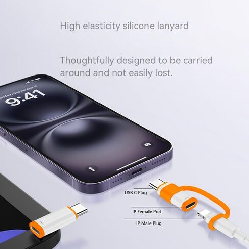 Lightning to USB C Adapter 4 Pack for i-Phone 15/16/17/Fast Charging & Data Transfer,Type C Charger Connector Cable,Lightning Female to USB C Male Adapter,Not for Audio/OTG in Saudi Arabia