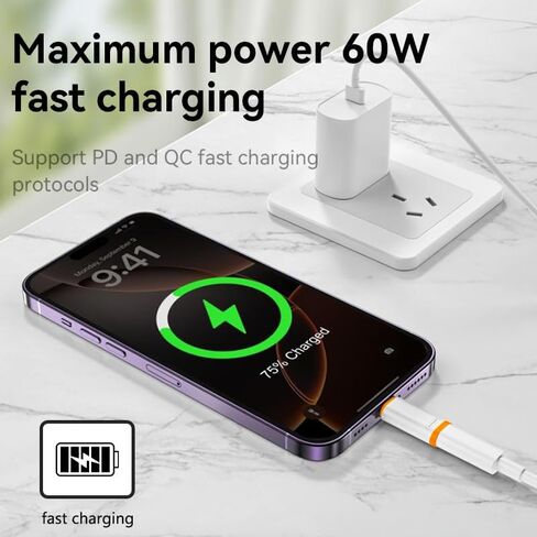 Lightning to USB C Adapter 4 Pack for i-Phone 15/16/17/Fast Charging & Data Transfer,Type C Charger Connector Cable,Lightning Female to USB C Male Adapter,Not for Audio/OTG in Saudi Arabia