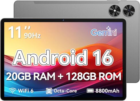 تابلت 11 بوصة، تابلت Android 16 مع معالج ثماني النواة، ذاكرة وصول عشوائي 20 جيجابايت، ذاكرة تخزين داخلية 128 جيجابايت، 1 تيرابايت قابلة للتوسيع، شاشة لمس IPS 1280 × 800، نظام تحديد المواقع العالمي (GPS)، بطارية 8H، واي فاي 6، BT 5.2، كاميرا مزدوجة 8 ميجاب in Saudi Arabia