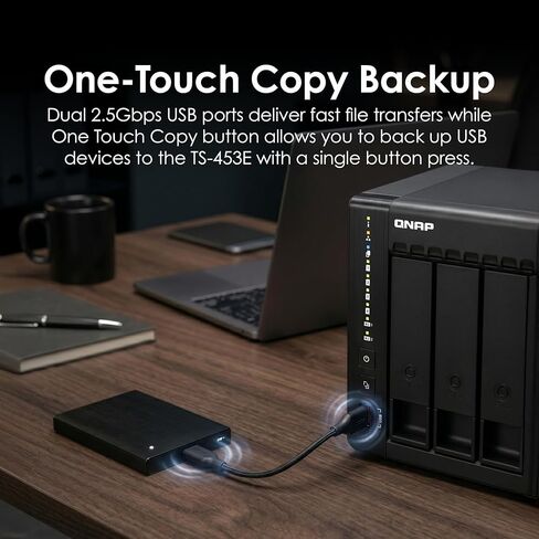 QNAP TS-453E-8G-US كمبيوتر مكتبي عالي الأداء مزود بـ 4 Bay مع معالج Intel Celeron رباعي النواة وذاكرة الوصول العشوائي DDR4 سعة 8 جيجابايت واتصال مزدوج بالشبكة 2.5 جيجابت (2.5 جيجا/1 جيجا/100 ميجا) (بدون قرص) in Saudi Arabia