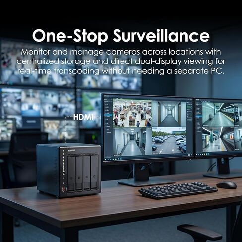 QNAP TS-453E-8G-US كمبيوتر مكتبي عالي الأداء مزود بـ 4 Bay مع معالج Intel Celeron رباعي النواة وذاكرة الوصول العشوائي DDR4 سعة 8 جيجابايت واتصال مزدوج بالشبكة 2.5 جيجابت (2.5 جيجا/1 جيجا/100 ميجا) (بدون قرص) in Saudi Arabia