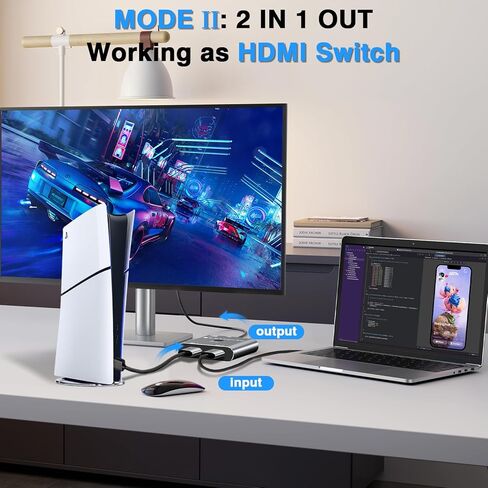 HDMI Switch Splitter 8K/16K, 2 in 1 Out HDMI Selector 4K@120HZ/240Hz 16K@30Hz/8K@60Hz Support DTS VRR HDR10+ Dolby, 48Gbps for Switch, PS5/4, Xbox, Roku, Firestick, TV etc. in Saudi Arabia