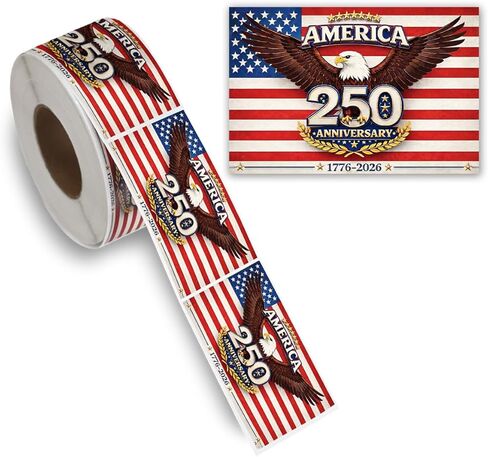 500 PCS 1.89" Patriotic 250th Independence Anniversary Stickers Roll Round American Flag Waterproof Decals Strong Adhesive Labels for Water Bottles Laptops 4th of July Party Decorations in Saudi Arabia