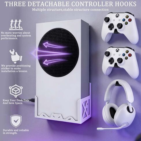 مجموعة أدوات التثبيت على الحائط من GETYEA لأجهزة Xbox Series S، يتضمن التثبيت الفولاذي 3 حوامل وحدة تحكم قابلة للفصل وحامل سماعة الرأس (ليس لجهاز Xbox ONE S) in Kuwait