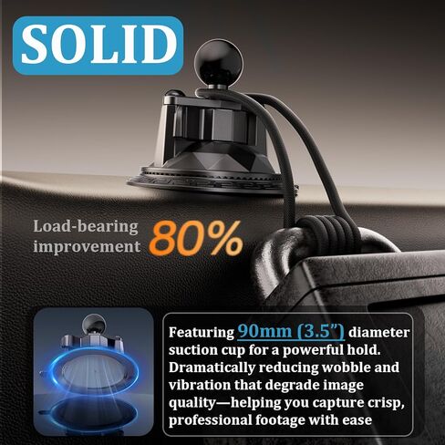 LOKTENWO Twist-Lock Suction Cup Mount Compatible with RAM Mounts B Size Double Socket Arm & 1 Inch Ball Camera Phone Holders, Suction Cup Base Suitable for Vehicle Windshields, Metal, Ceramics in Saudi Arabia