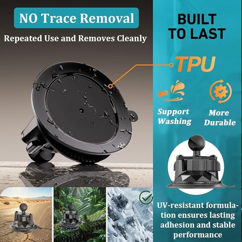 LOKTENWO Twist-Lock Suction Cup Mount Compatible with RAM Mounts B Size Double Socket Arm & 1 Inch Ball Camera Phone Holders, Suction Cup Base Suitable for Vehicle Windshields, Metal, Ceramics in Saudi Arabia