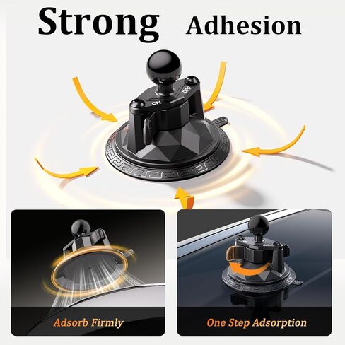 LOKTENWO Twist-Lock Suction Cup Mount Compatible with RAM Mounts B Size Double Socket Arm & 1 Inch Ball Camera Phone Holders, Suction Cup Base Suitable for Vehicle Windshields, Metal, Ceramics in Saudi Arabia