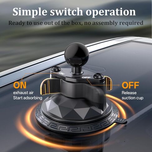 LOKTENWO Twist-Lock Suction Cup Mount Compatible with RAM Mounts B Size Double Socket Arm & 1 Inch Ball Camera Phone Holders, Suction Cup Base Suitable for Vehicle Windshields, Metal, Ceramics in Saudi Arabia