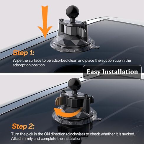 LOKTENWO Twist-Lock Suction Cup Mount Compatible with RAM Mounts B Size Double Socket Arm & 1 Inch Ball Camera Phone Holders, Suction Cup Base Suitable for Vehicle Windshields, Metal, Ceramics in Saudi Arabia