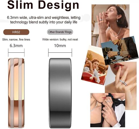 Smart Ring Ultra Narrow Heart Rate Monitor Slim Comfortable Sleep Ring Health Fitness Tracker Pedometer Step Counter Calories Waterproof Ladies Smart Rings for Women Men Anillo Inteligente in Saudi Arabia